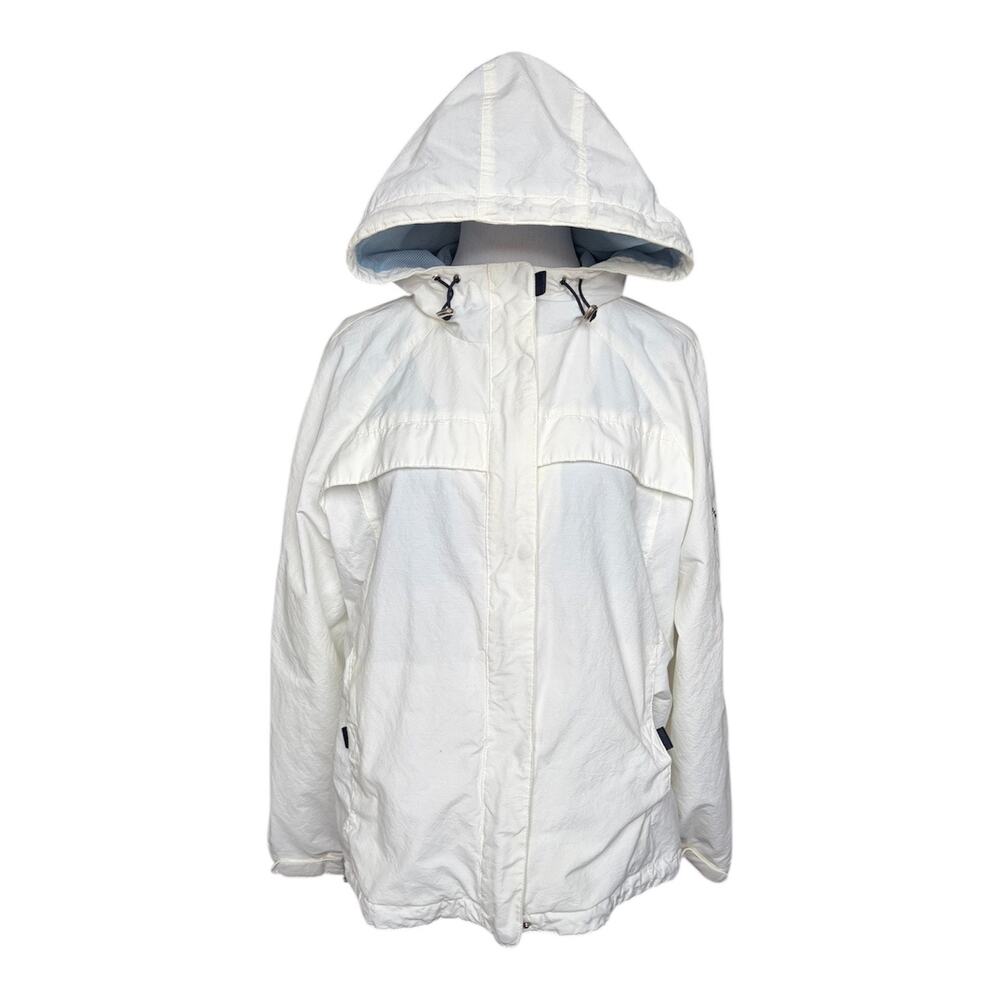 ZeroXposur Women's Full Zip Hooded Windbreaker White Jacket Sz L